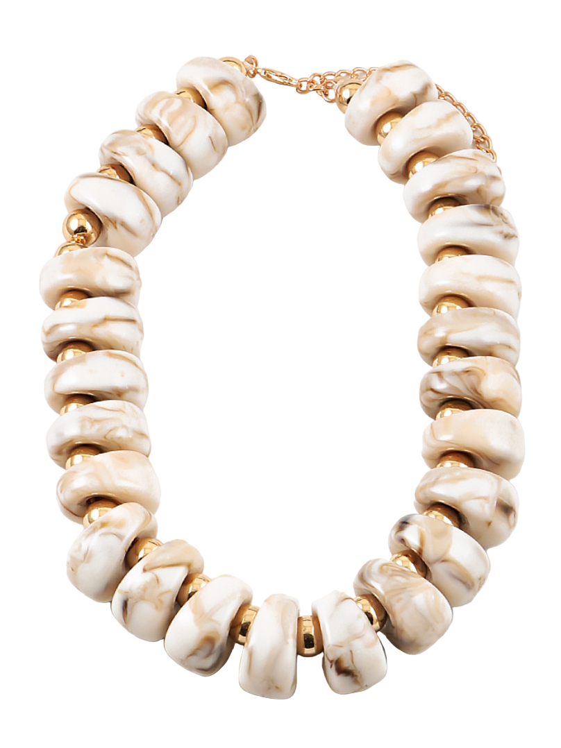 Statement Beaded Necklace - Bone