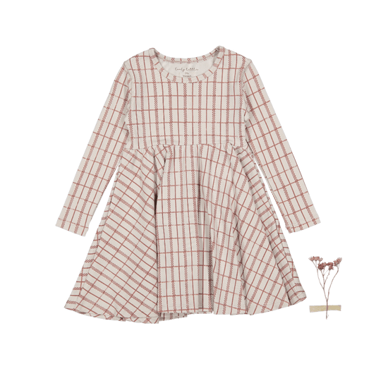 The Printed Long Sleeve Dress - Mauve Check