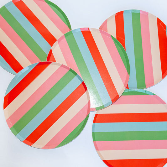 Colorful Striped Party Paper Plates 9in (x12) | Kids Birthday & Every Occasion Plates
