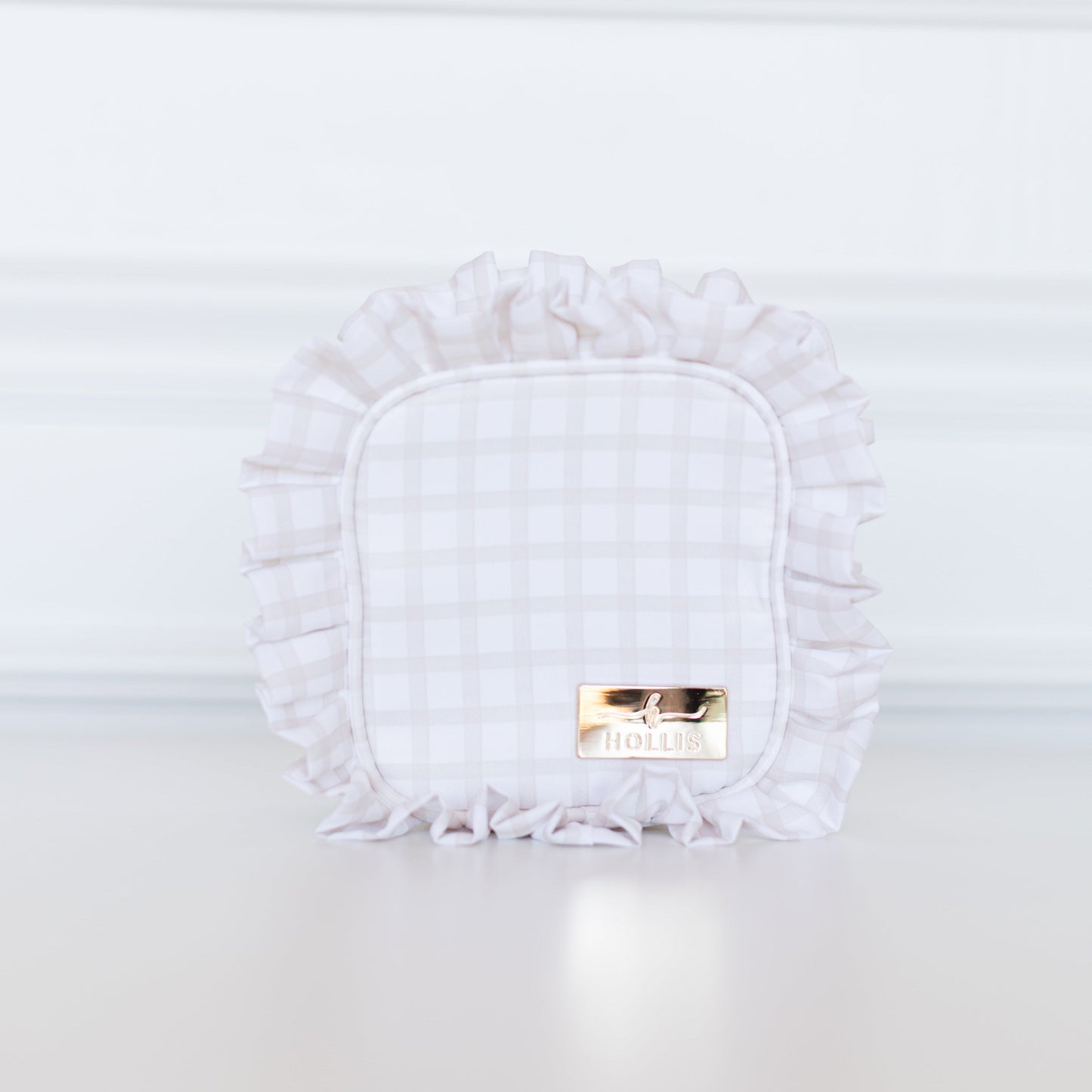 Nude Plaid Ruffled Nylon Tech Organizer