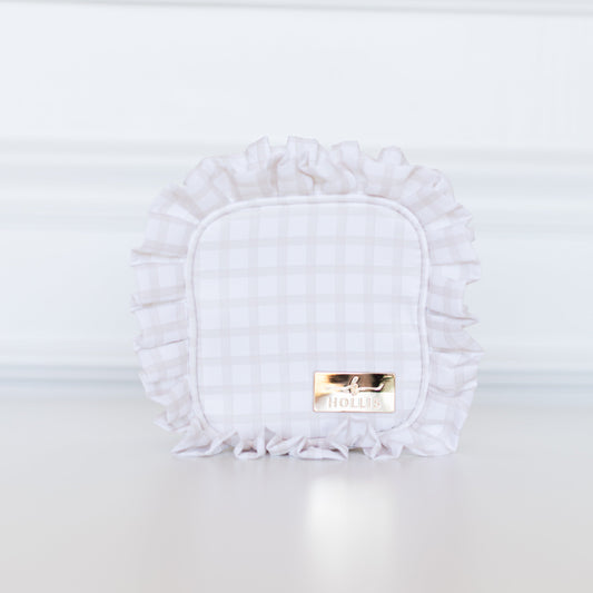 Nude Plaid Ruffled Nylon Tech Organizer