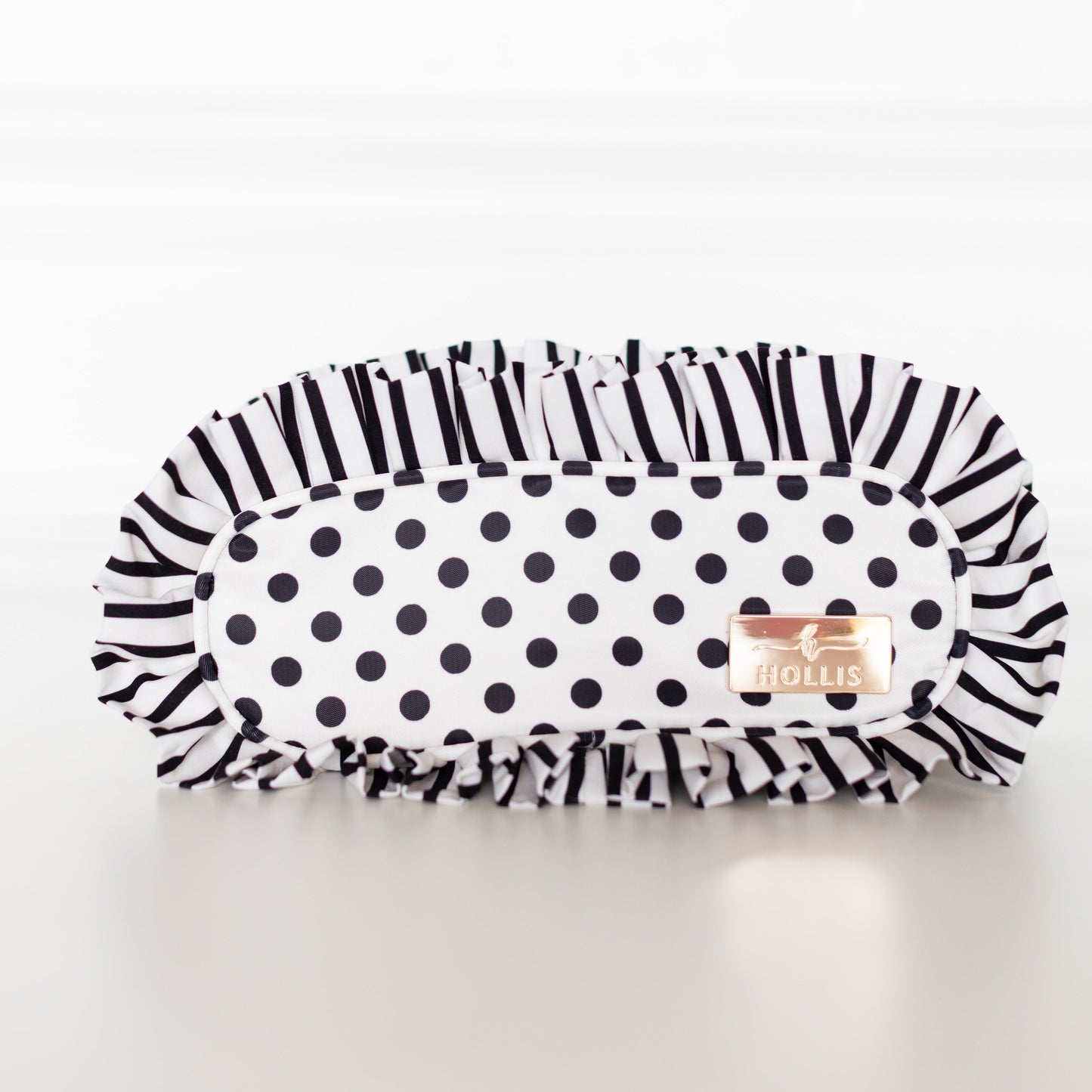 Polka Stripe Ruffled Nylon Pencil Bag