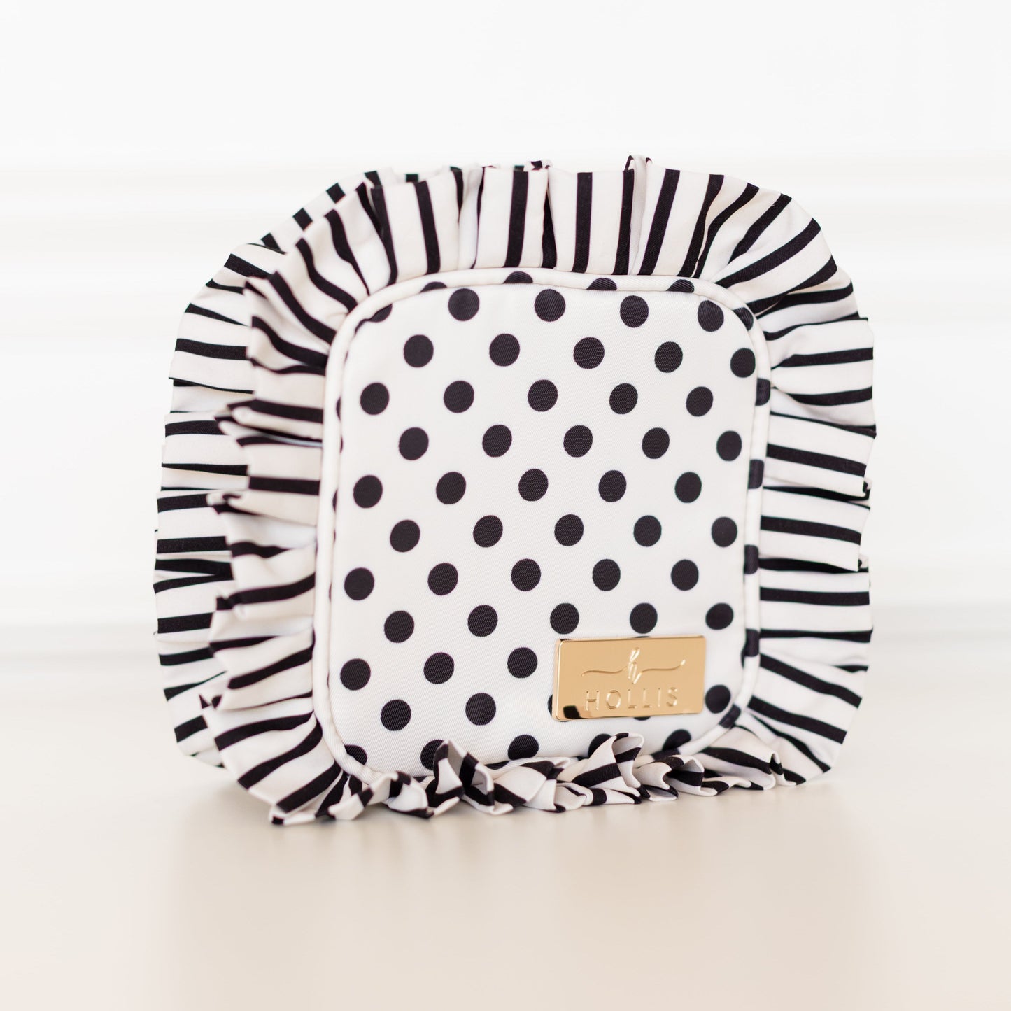 Polka Stripe Ruffled Nylon Tech Organizer