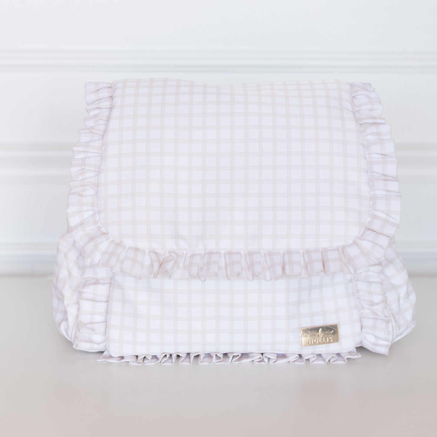 Nude Plaid Ruffled Nylon Diaper Bag