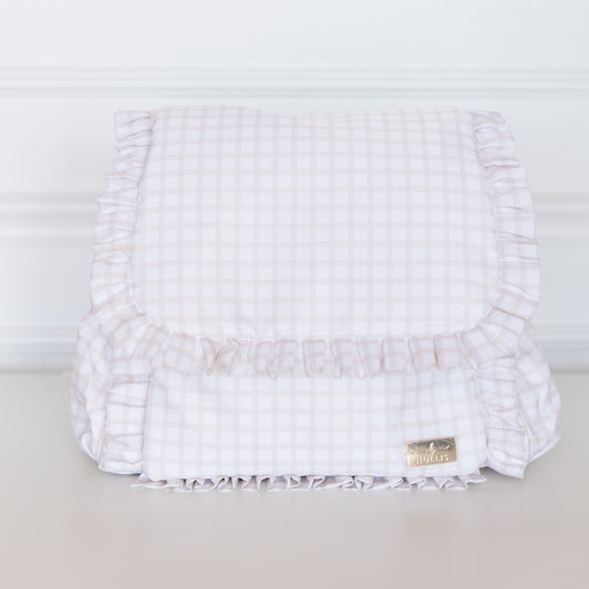Nude Plaid Ruffled Nylon Diaper Bag