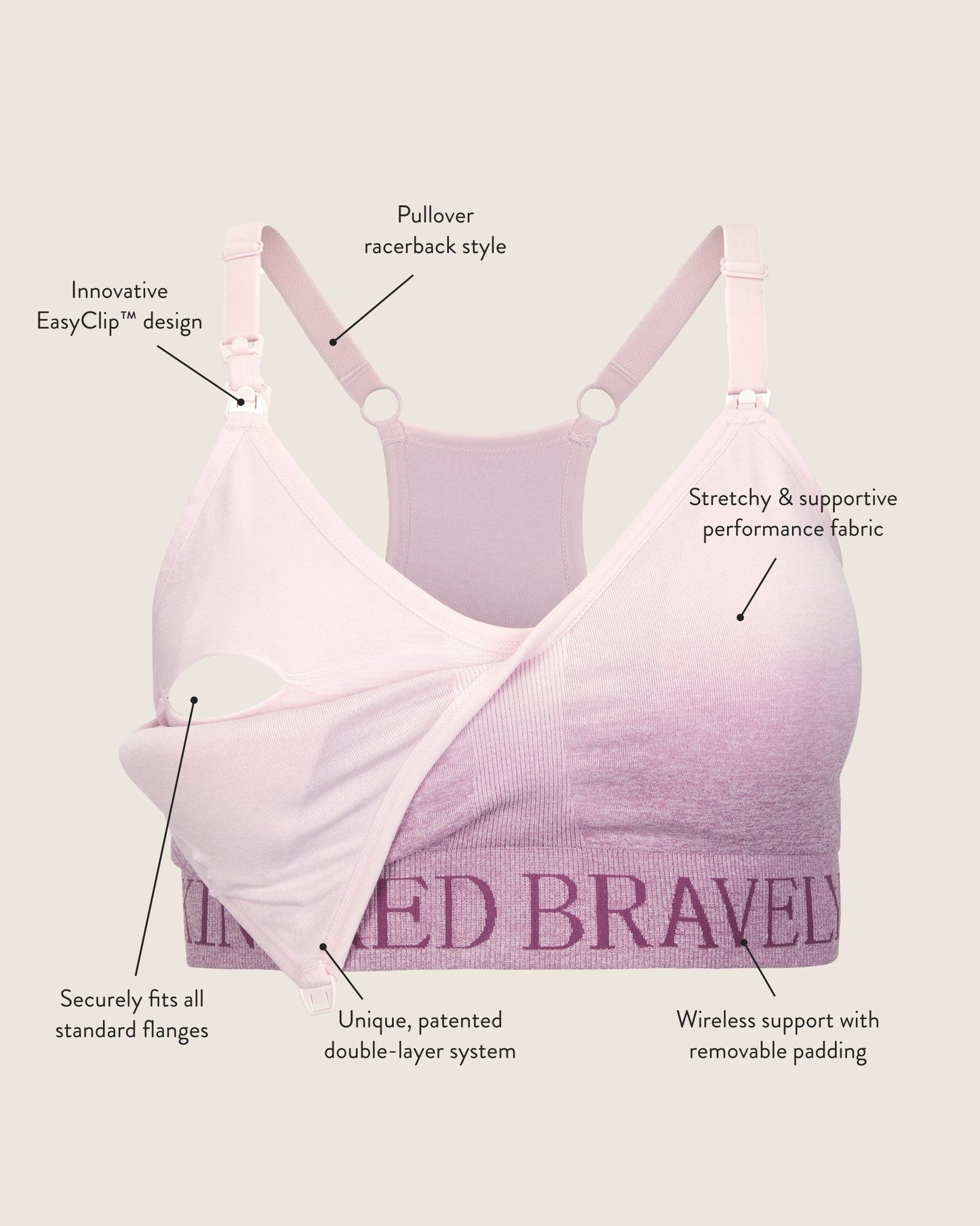 Sublime® Low Impact Pumping & Nursing Sports Bra | Ombre Purple