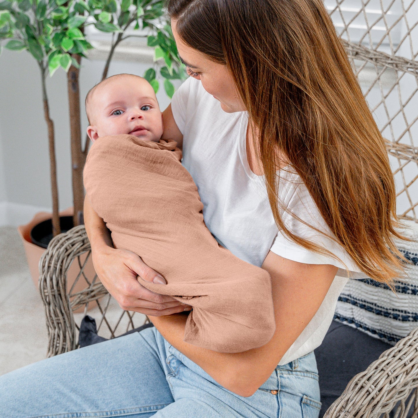 Muslin Swaddle Blanket in Cedar, 1 Pack