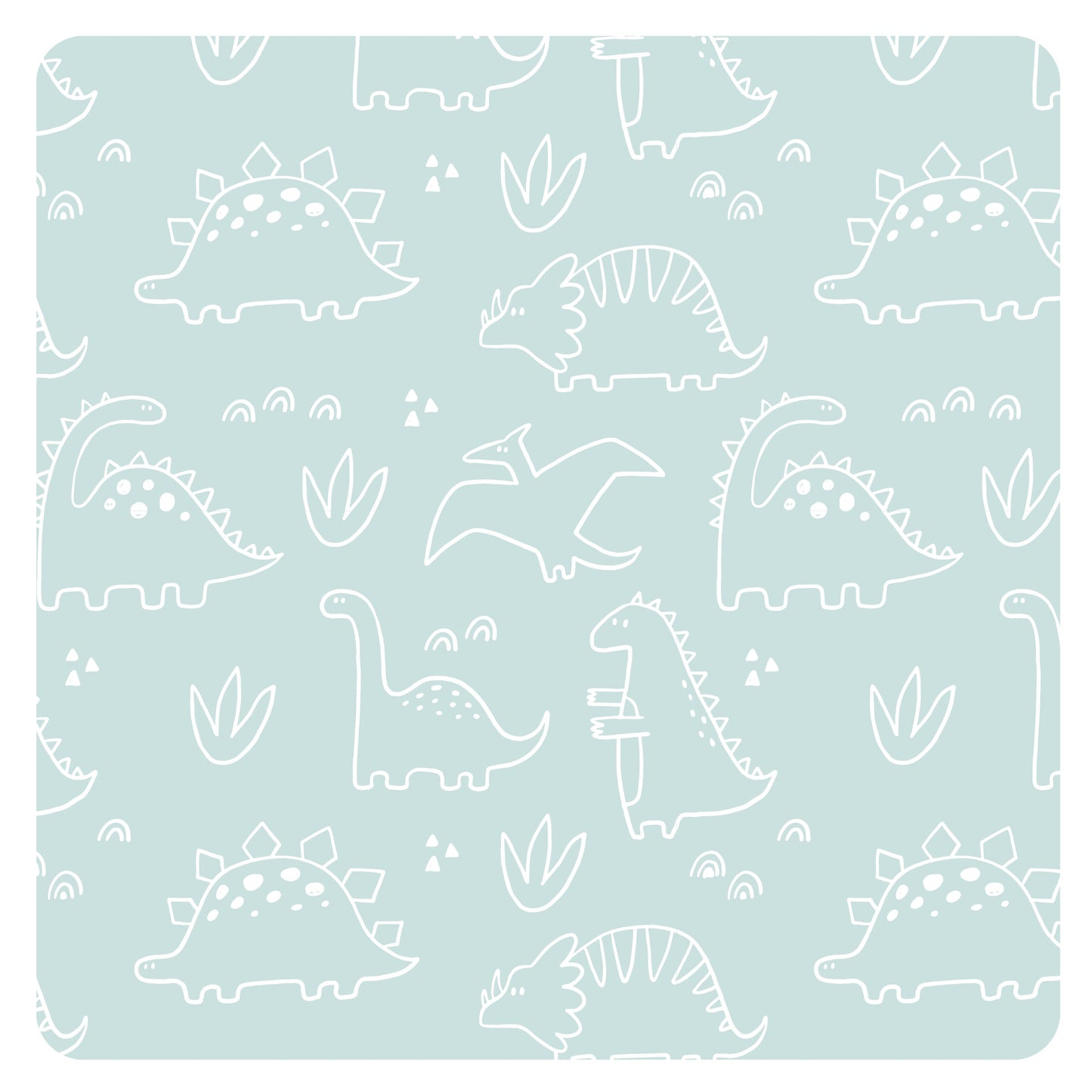 Dino Friends - Sage Splash Mat - A Waterproof Catch-All for Highchair Spills and More!