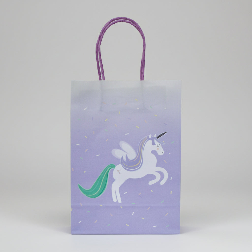 Unicorn Party Favor Bags (Set of 8) – Pastel Gift Bags for Girls Birthday, Baby Shower, Fairy, and Candyland-Themed Parties