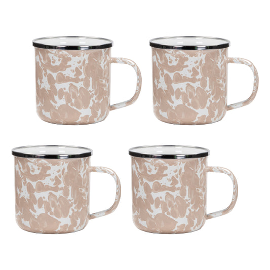 Taupe Swirl 12 oz Mugs - Set of 4