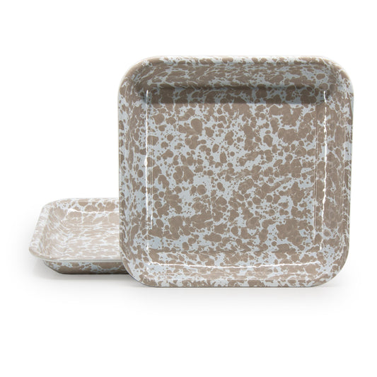 Taupe Swirl Square Trays - Set of 2