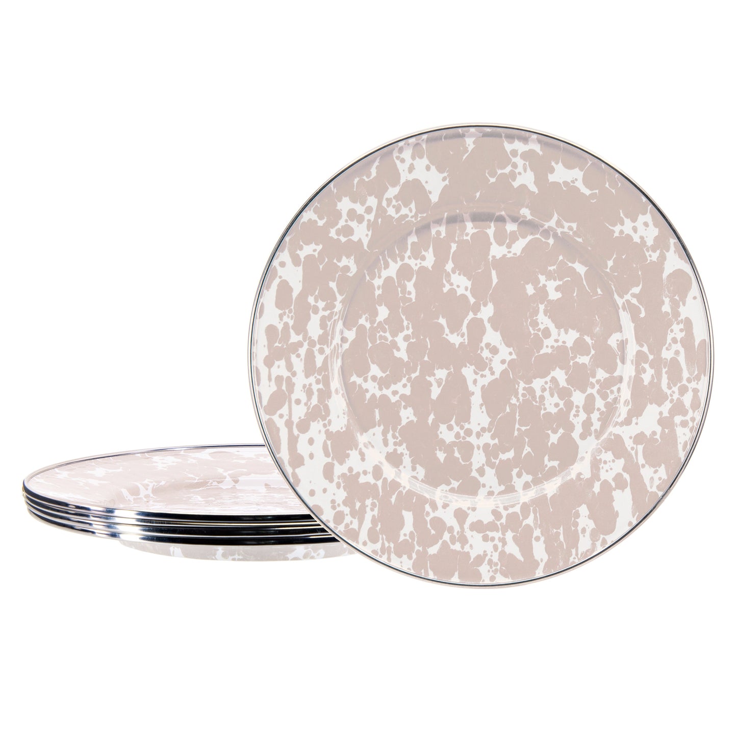 Taupe Swirl Sandwich Plates - Set of 4