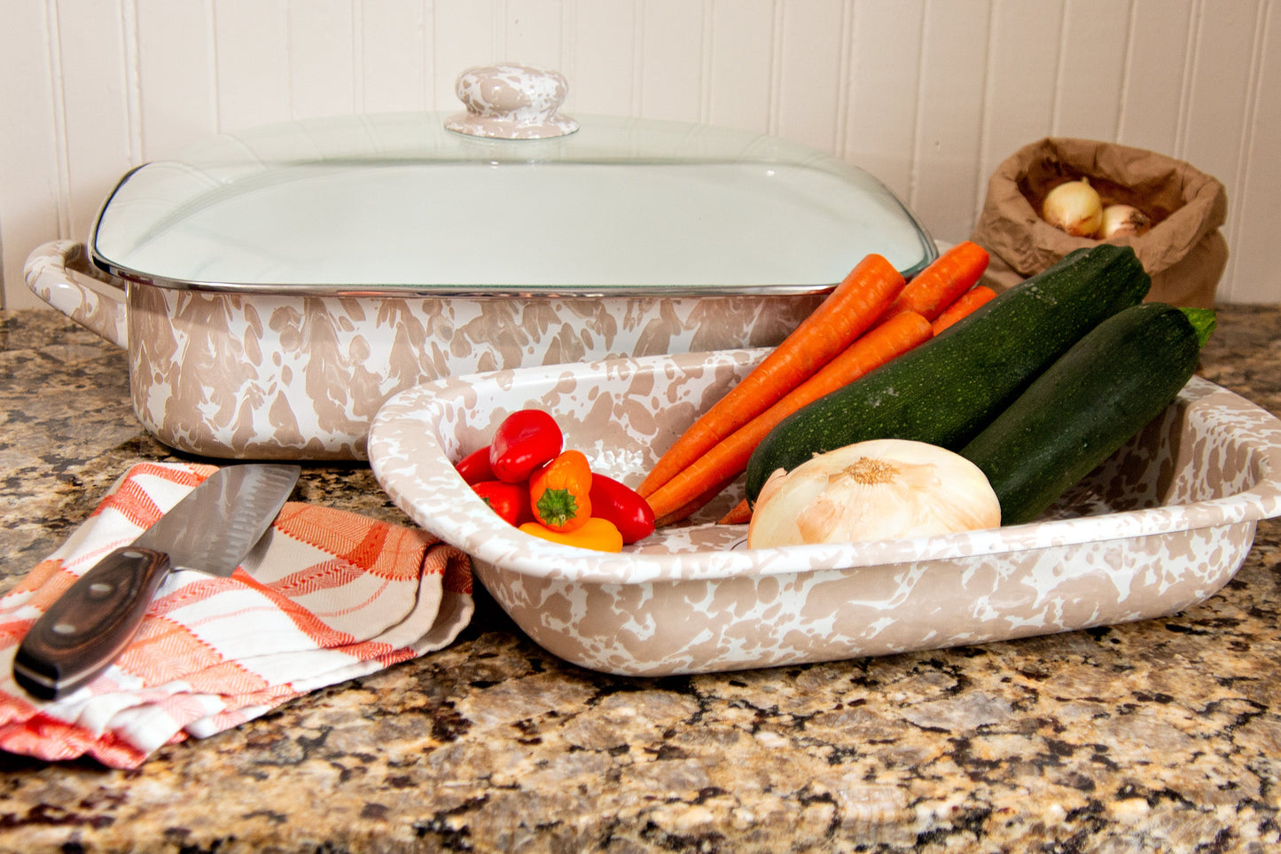 Taupe Swirl Roasting Pan