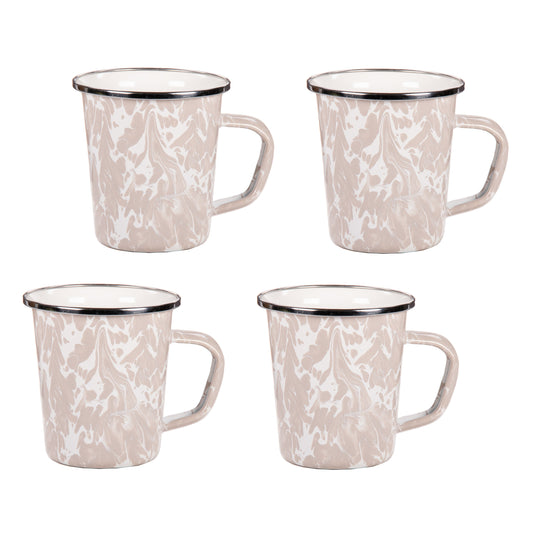 Taupe Swirl 16 oz Latte Mugs - Set of 4