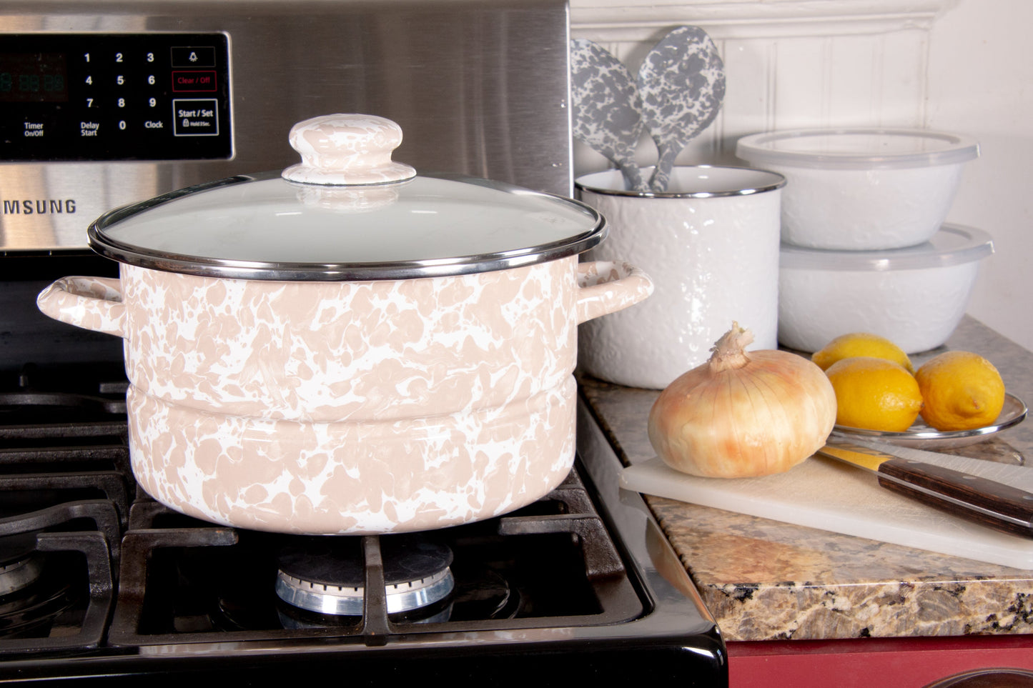 Taupe Swirl 6 Qt Stock Pot