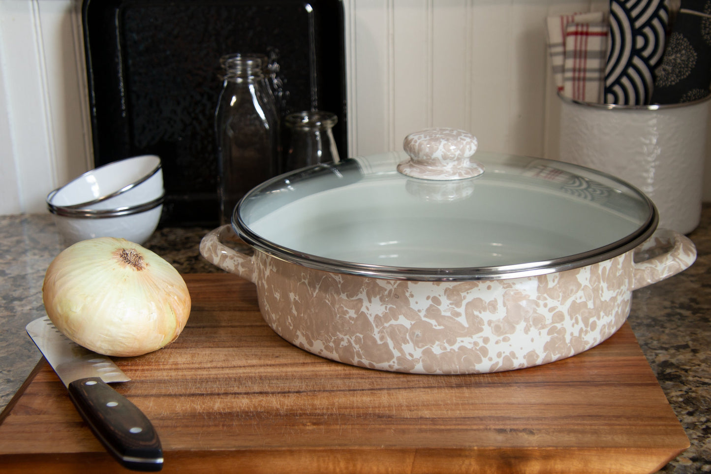 Taupe Swirl Large Saute Pan