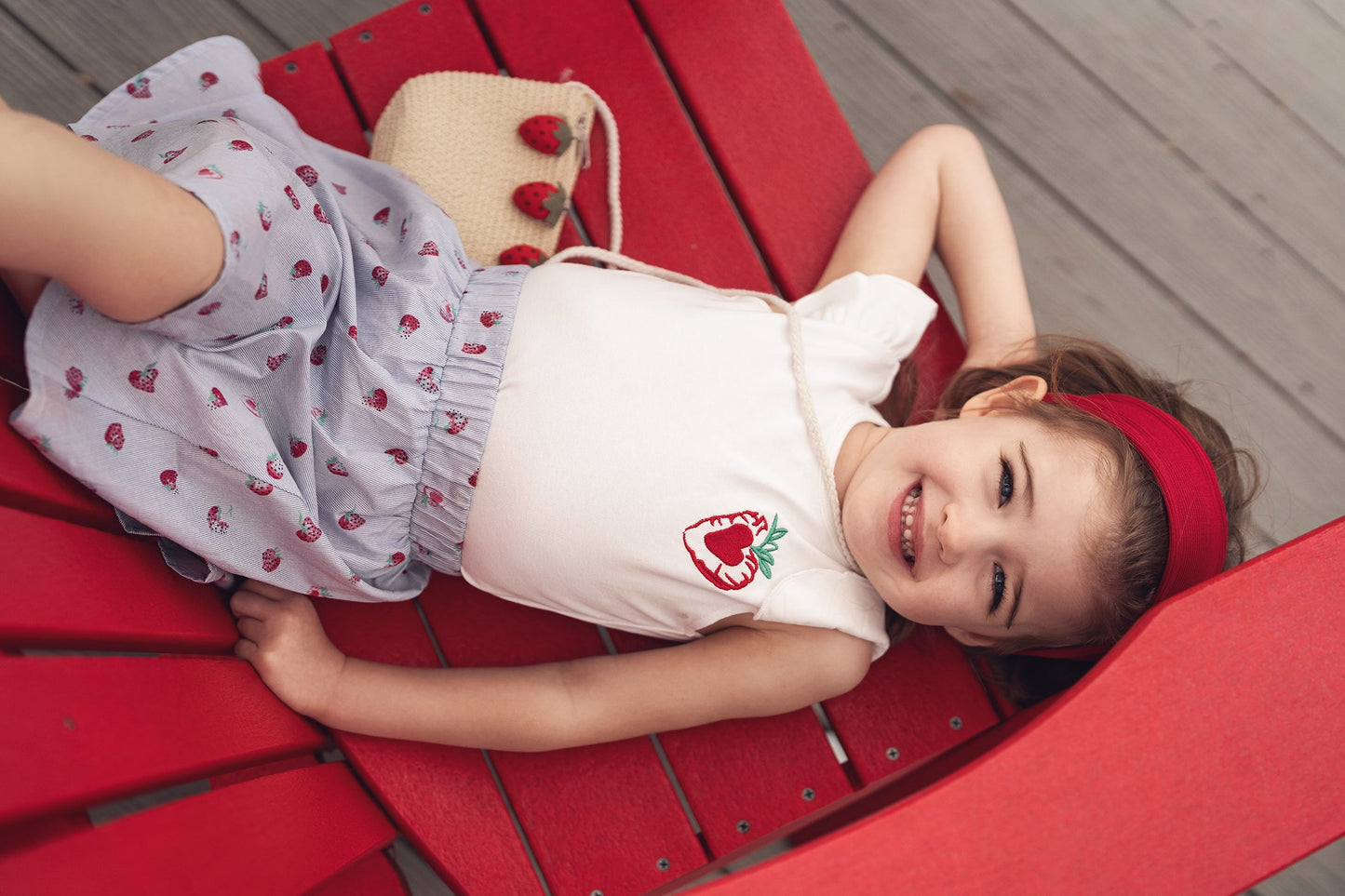 Embroidered Strawberry Short Puff Sleeve T-shirt
