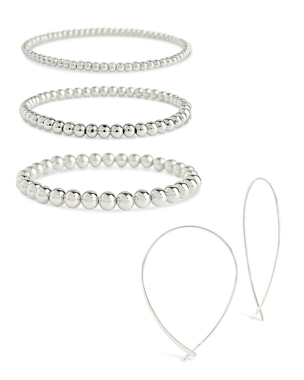 Beaded Bracelet & Delicate Threader Earrings Set