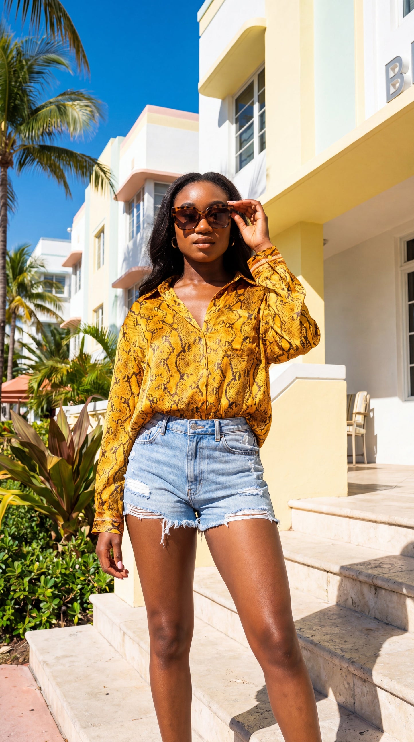 Portia Loose Button Up Top - Snake Charmer