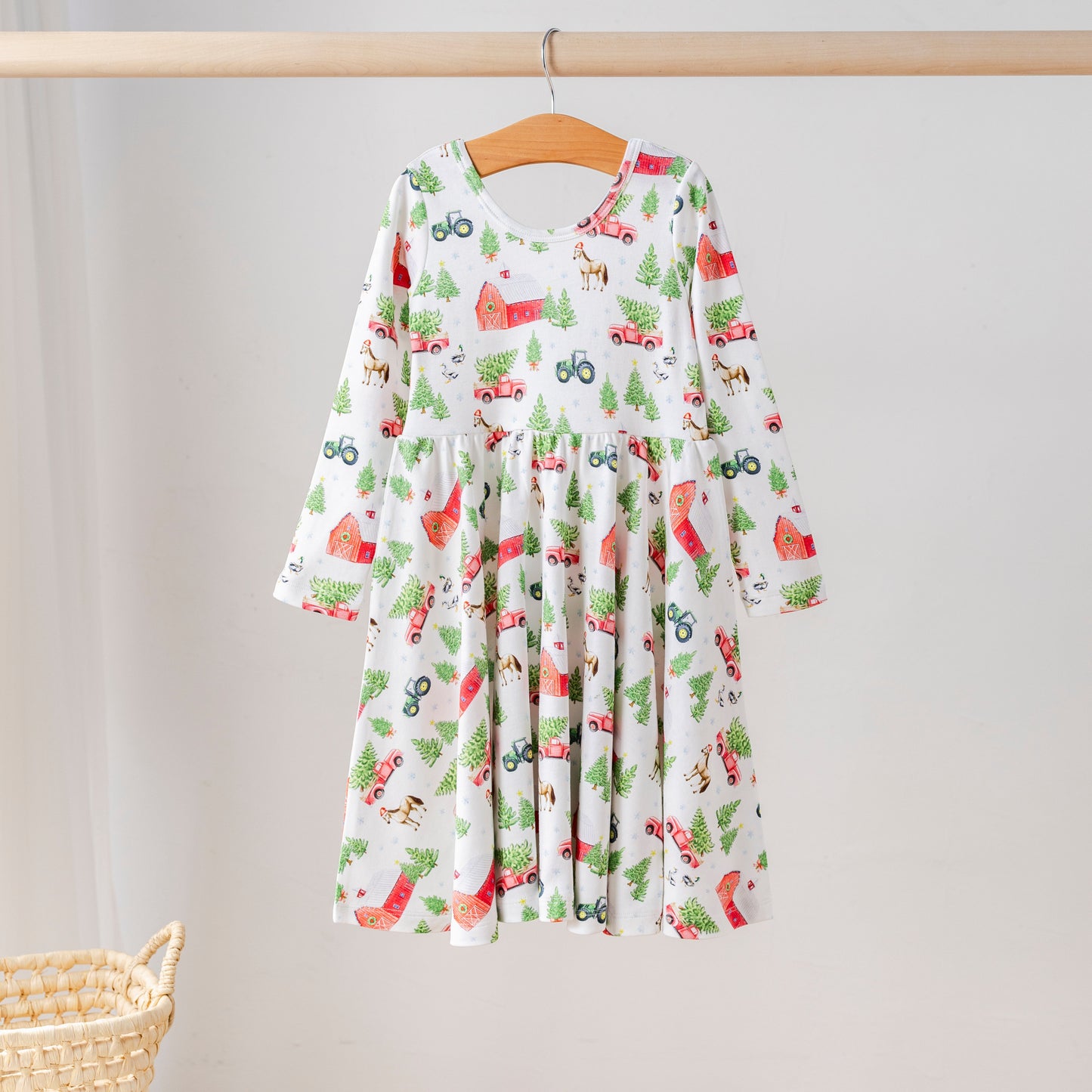 white christmas dresses Christmas Tree Farm Organic Cotton Dress for Kids 4T