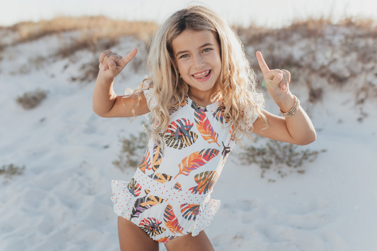 Grace Tropical Leaf Open Back Swimsuit