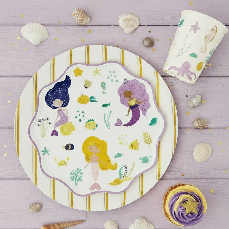 Mermaid Paper Cups 9oz (8 Pack)
