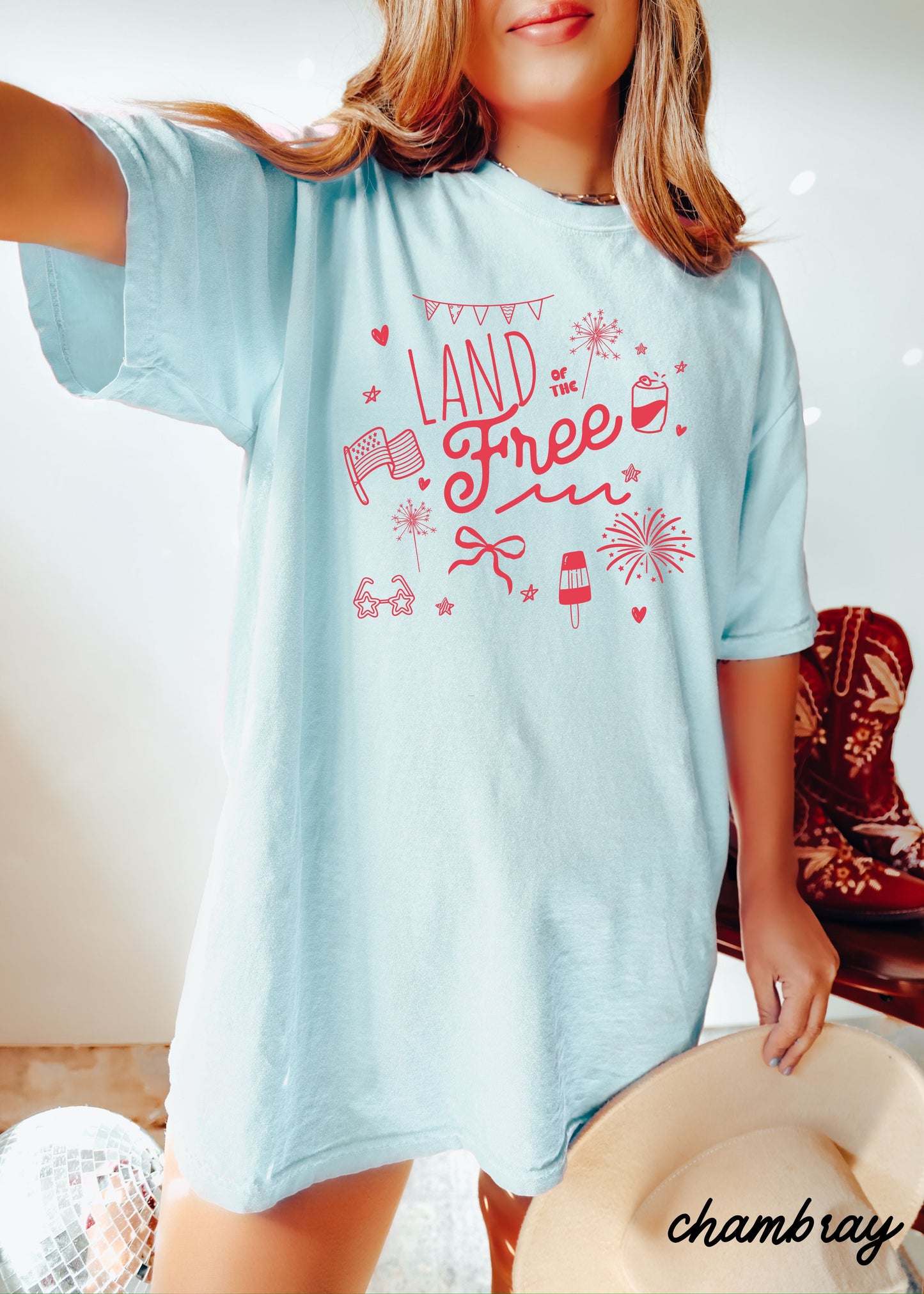 Land of the Free Doodle Tee *8 Colors (S-3X)