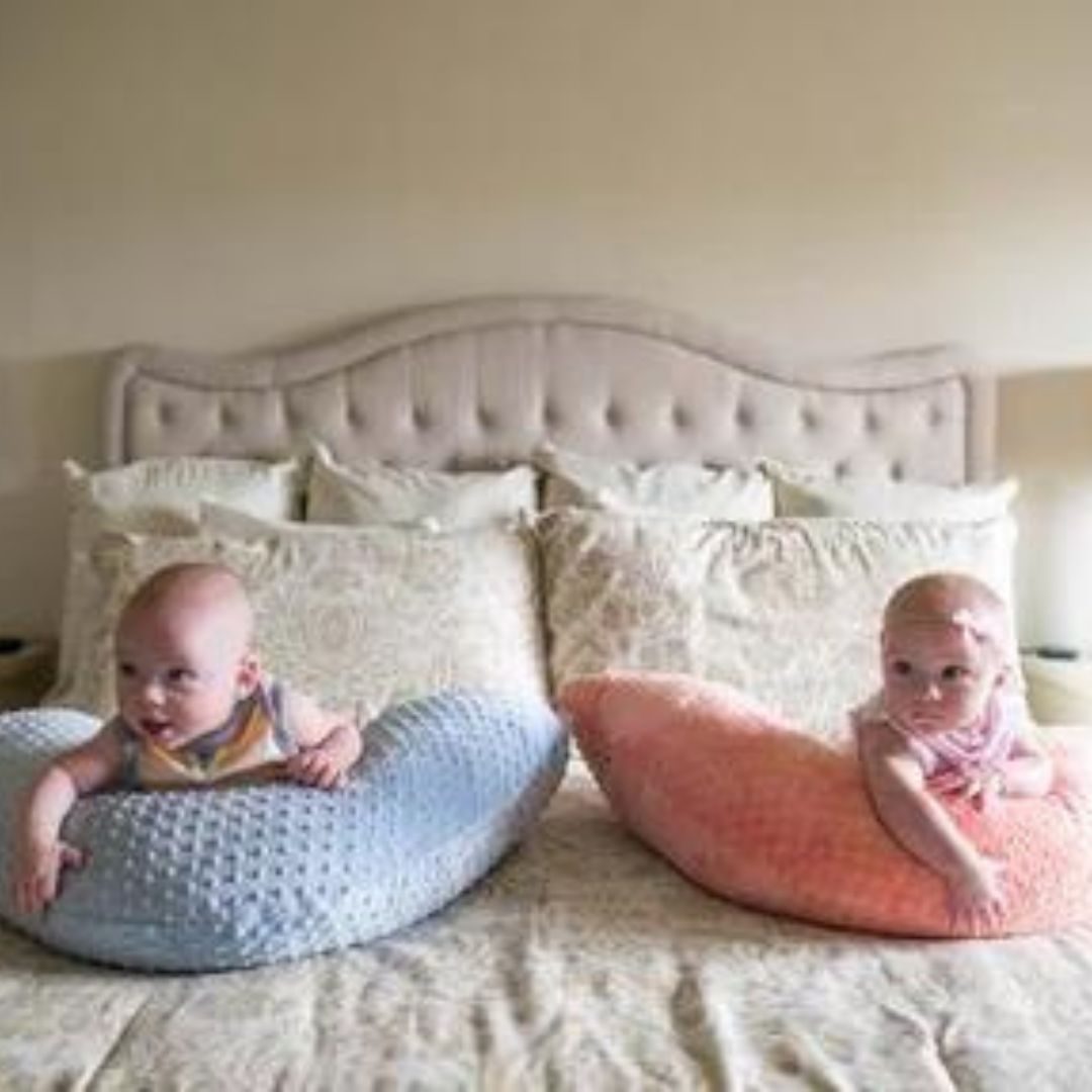 Grey & White Stripe Print Nursing Pillow Cover | Luna Lullaby