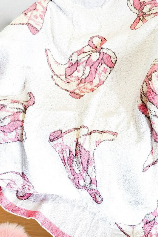 SC - ETA 10/1 - Pink Cowgirl Boot Luxury Blanket