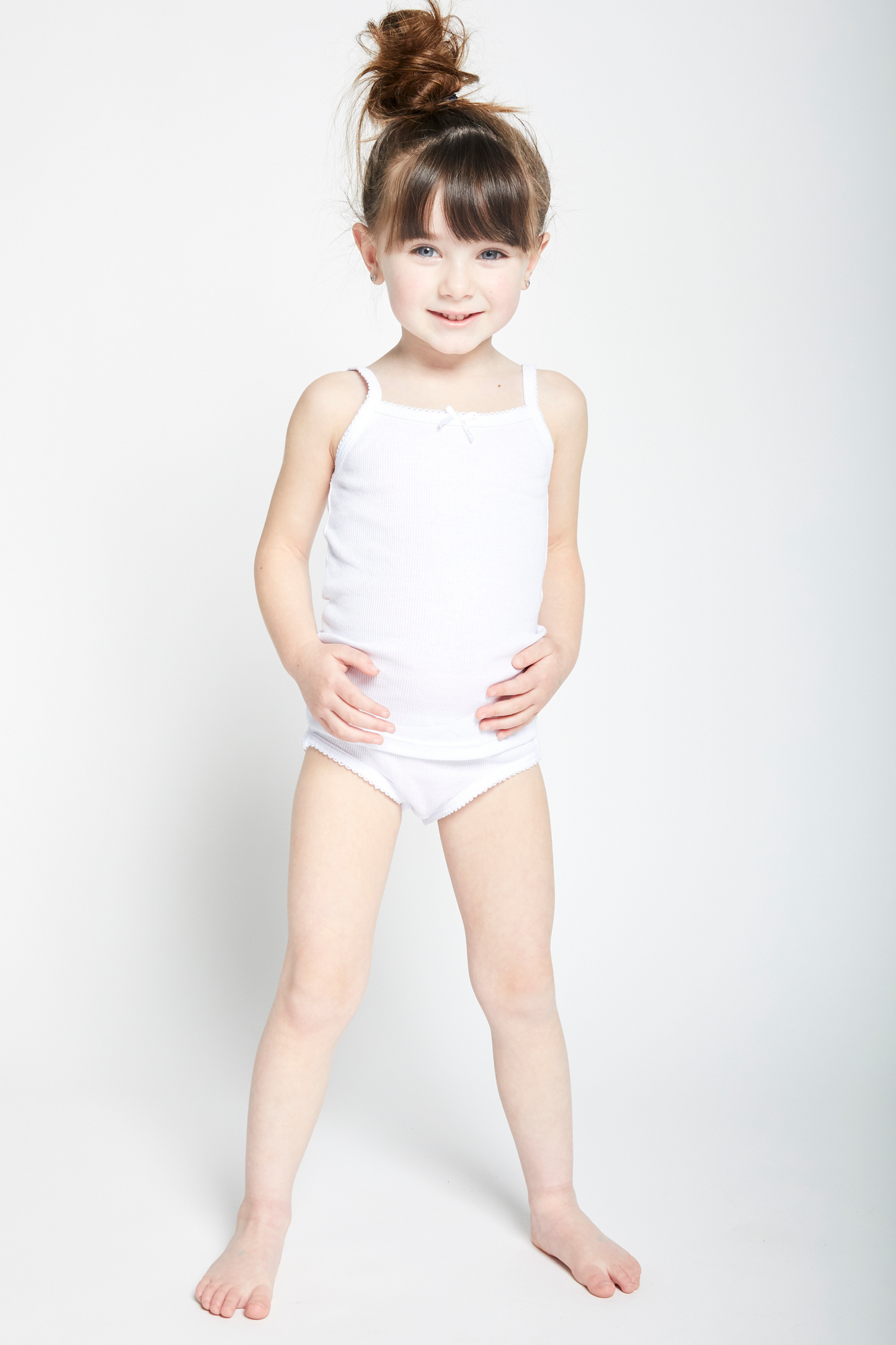 Feathers Girls Rib White Snug Fit Tagless Briefs Underwear - 100% Cotton Super Soft Panties