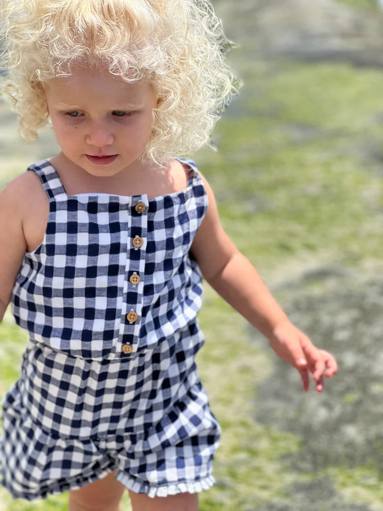 Vignette Maya Romper in Navy Plaid