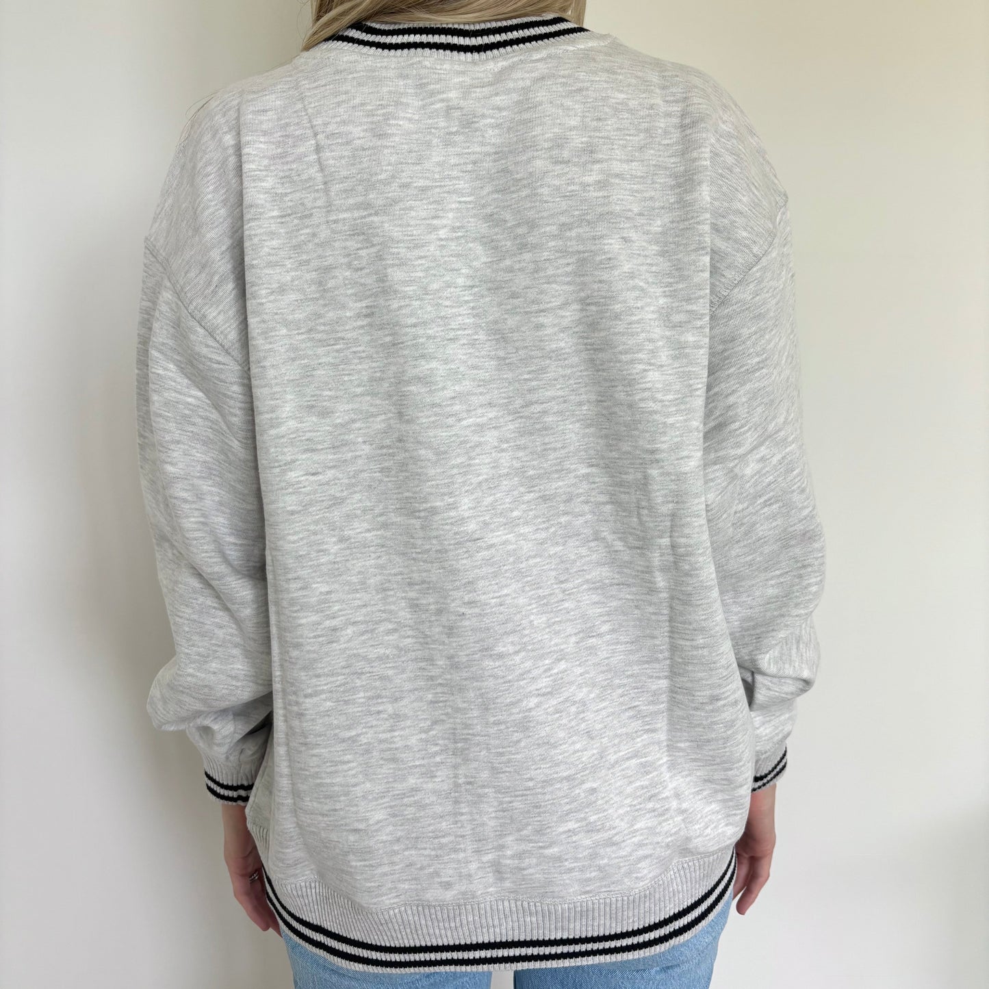 Heather Grey Oversized Varsity Crew