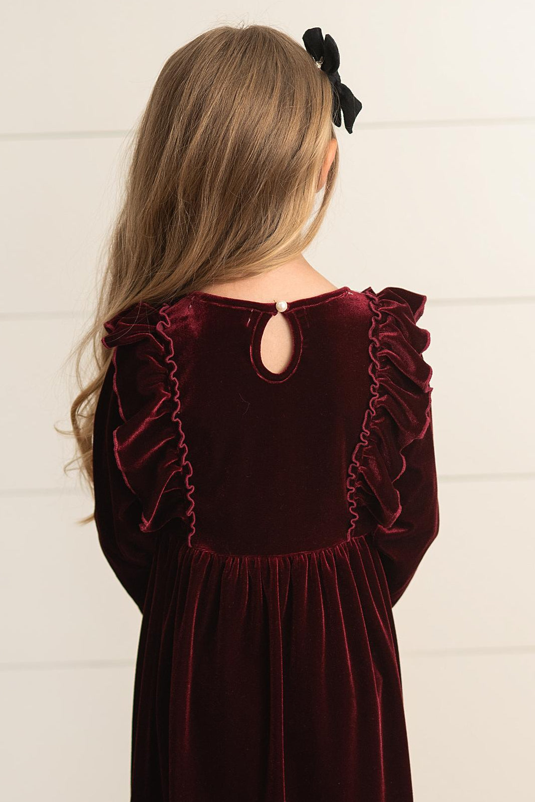 Velvet Wine Bow Dress