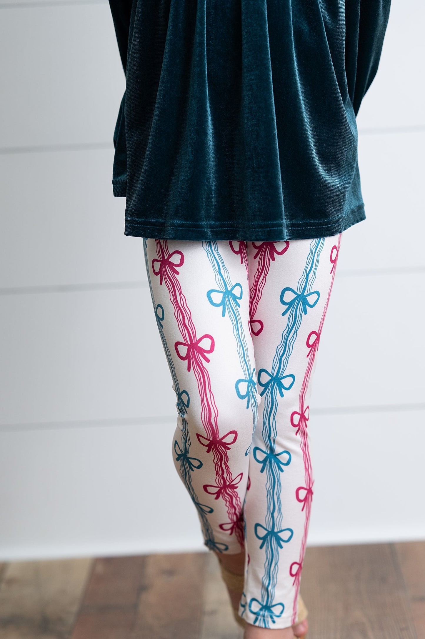 Velvet Teal Coquette Bow Pant Set