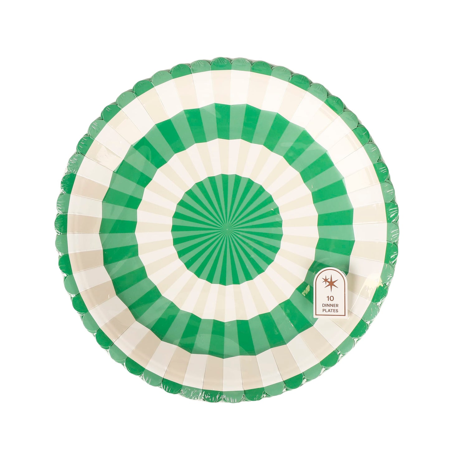 Green & White Dinner Plates (10" / 10 ct)
