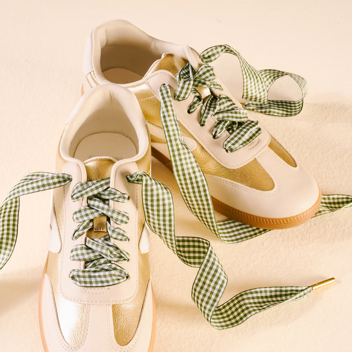 Gingham Green Step It Up Shoelaces | Boutique Sneaker Laces