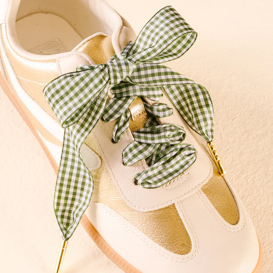 Gingham Green Step It Up Shoelaces | Boutique Sneaker Laces