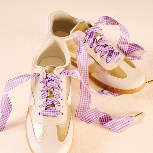 Gingham Step It Up Shoelaces – Purple | Boutique Sneaker Laces
