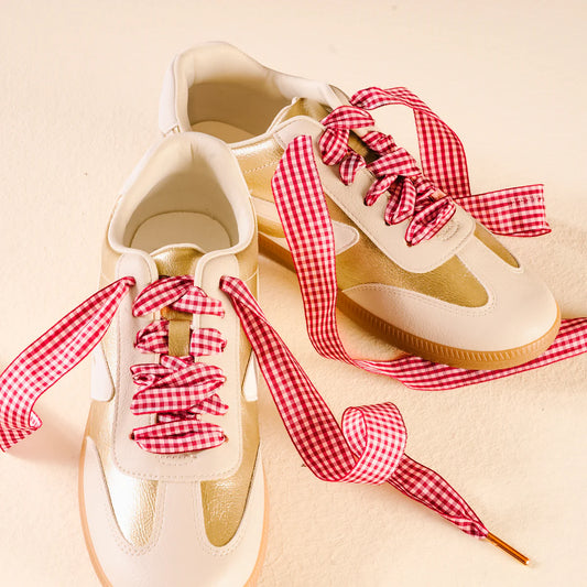 Gingham Red Step It Up Shoelaces | Boutique Sneaker Laces