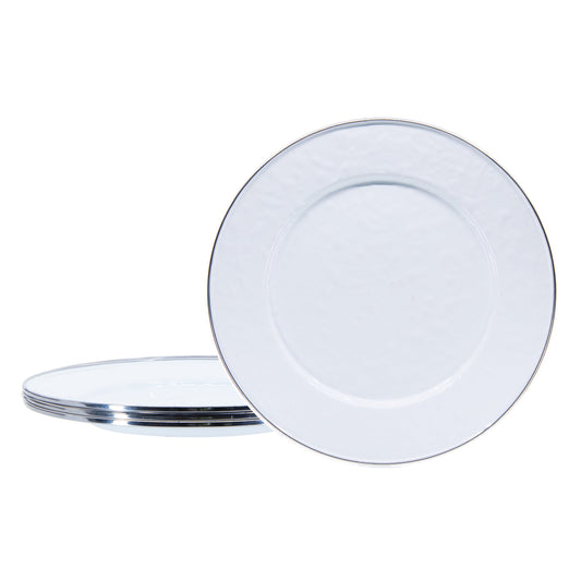 White Solid Dinner Plates - Set Of 4