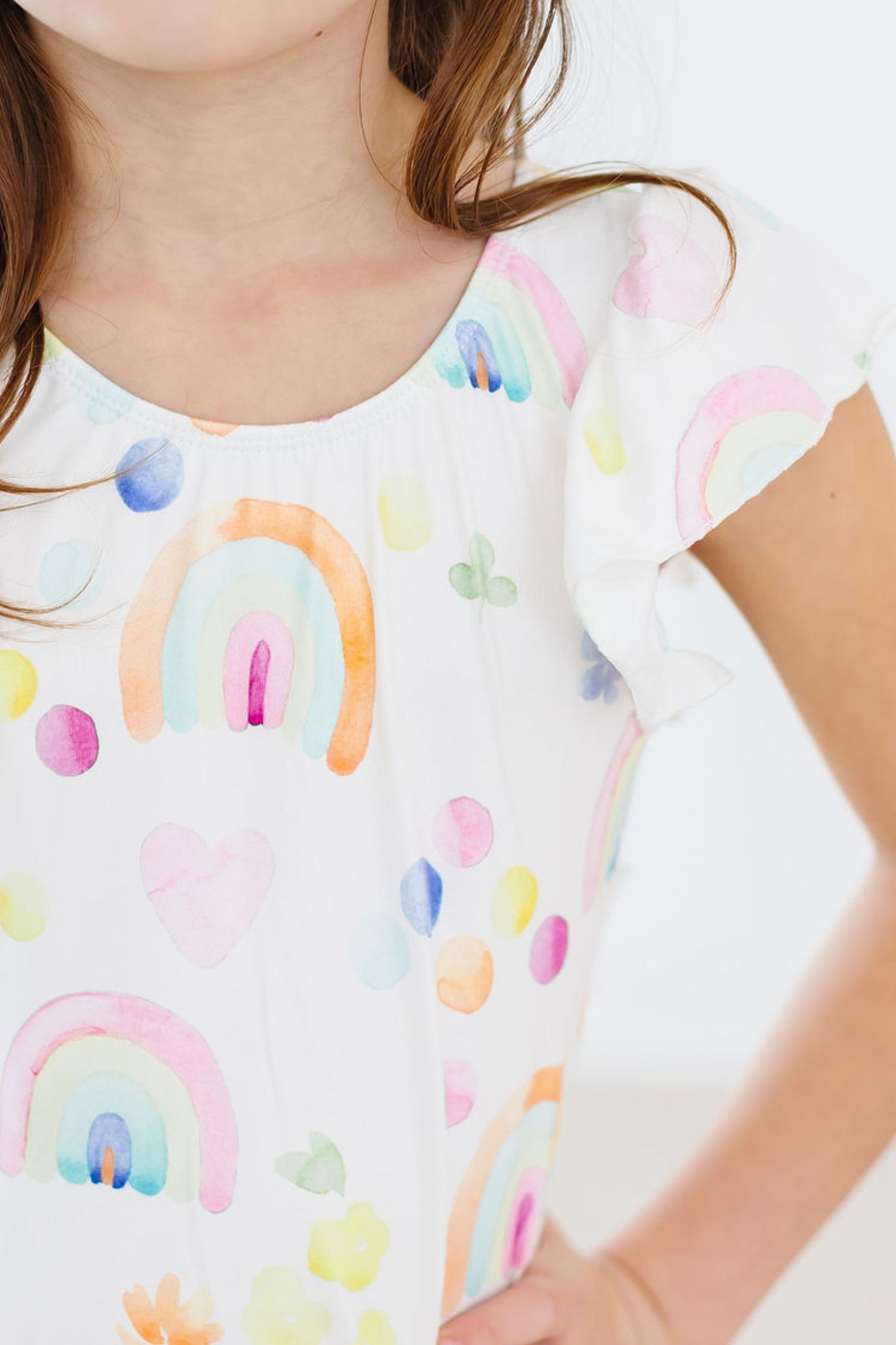 SALE Watercolor Rainbows S/S Flutter Sleeve Leotard