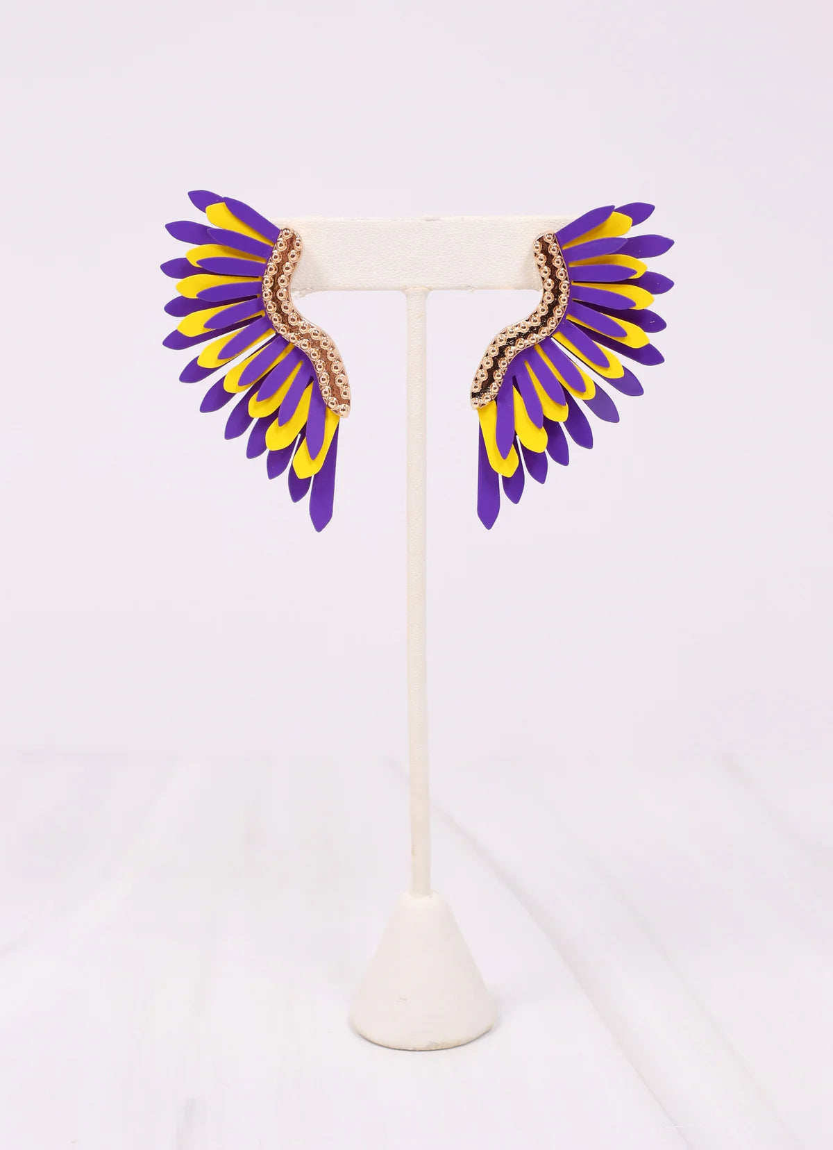 Farrell Metal Fan Earring PURPLE YELLOW