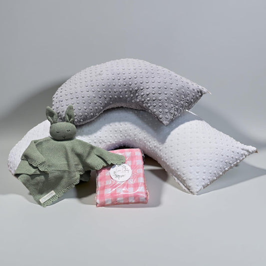 Baby Essentials Gift Set #1 - Large Bundle (Ivory Dot) | Award-Winning Nursing Pillow | Complete Newborn Care Kit