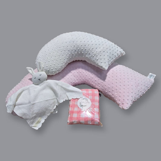 Baby Essentials Gift Set #6 - Large Bundle (Pink Dot) | Award-Winning Nursing Pillow Kit
