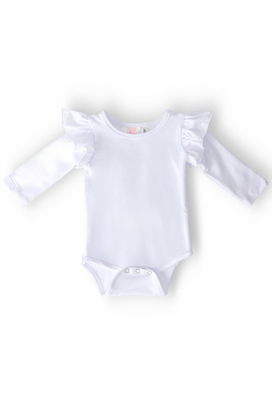 White L/S Flutter Bodysuit