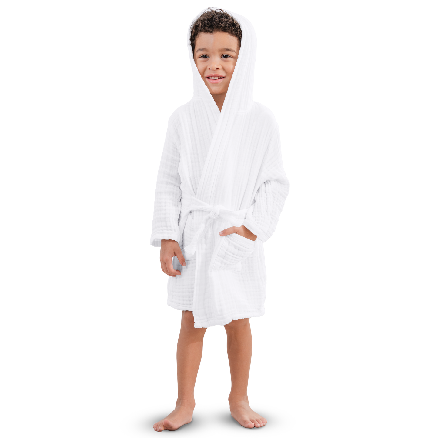 Muslin Bath Robe for Kids in White