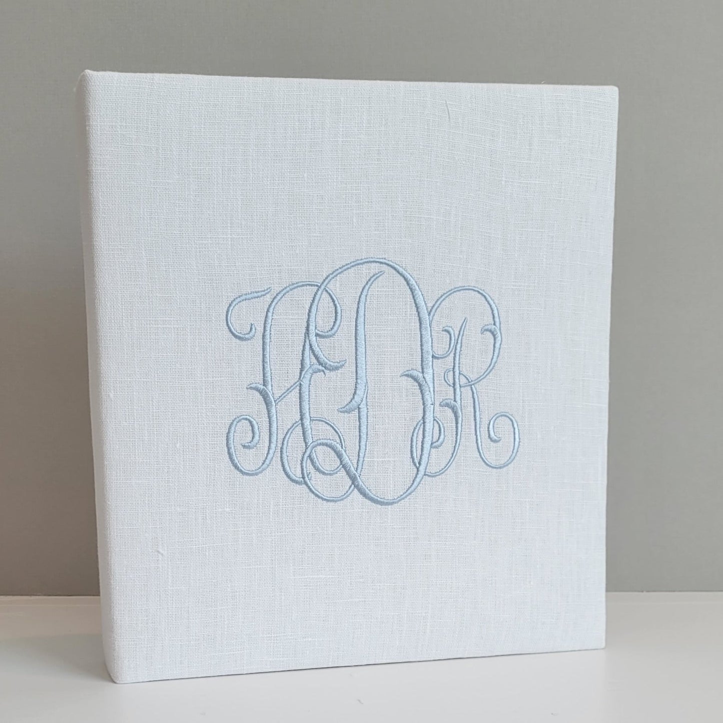 Baby Memory Book - White Linen (w/o Bow)
