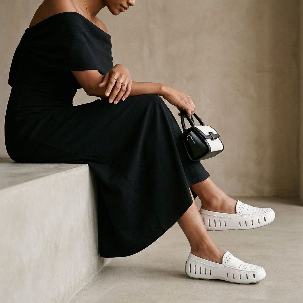 Women's Posh Bright White Harbor Mist Gray Loafers