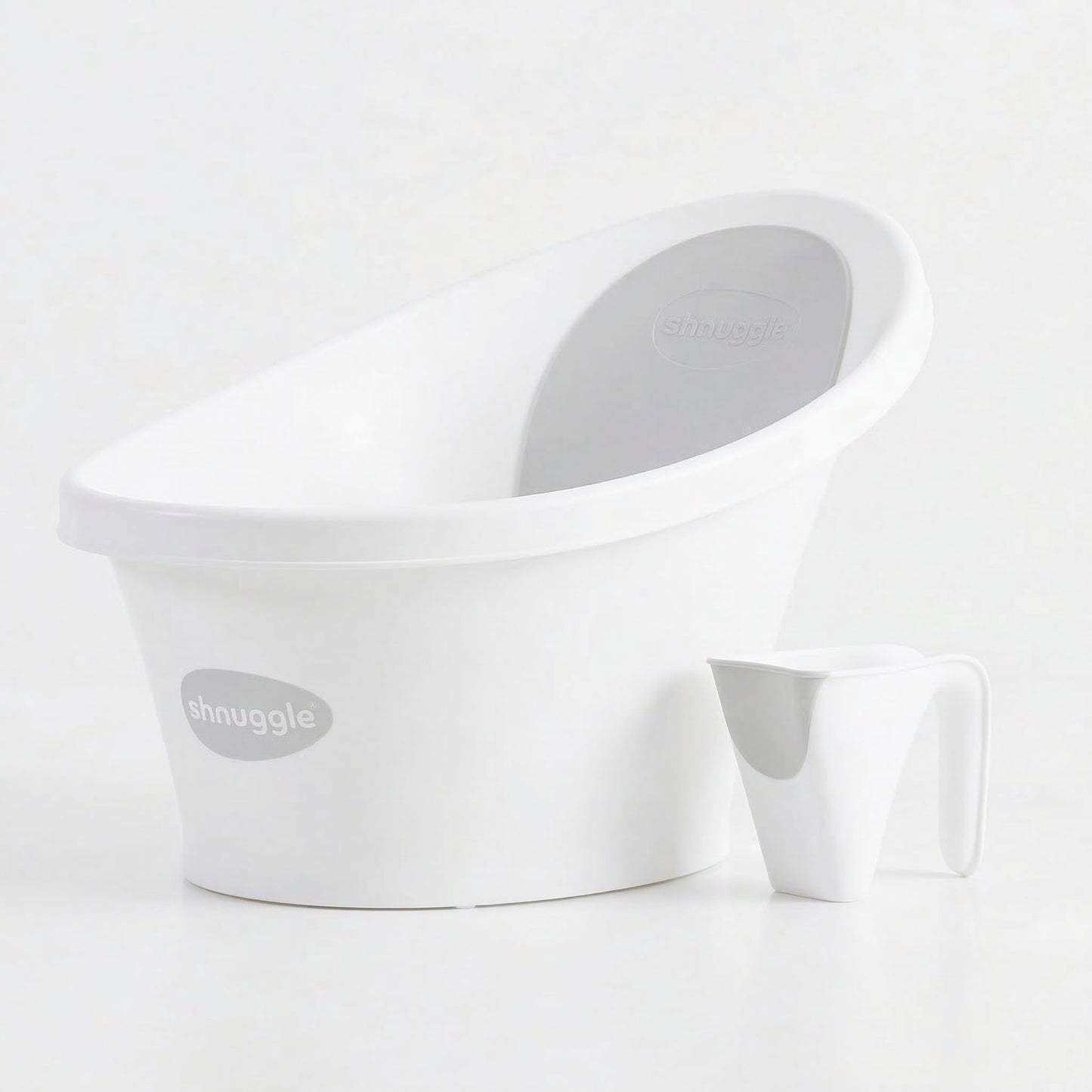 Newborn Bath Essentials Bundle | Baby Bath with Support Bump, Soft Backrest & Rinse Jug | Safe & Stylish Bathtime Set