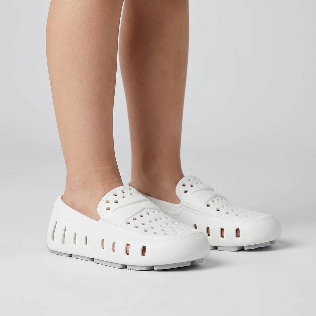 Kids Prodigy Bright White Harbor Mist Gray Loafers